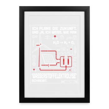 Ingenieur Plan Wasserstoffelektrolyse - Gerahmtes Poster (27 × 37 cm) - Schwarz - Vorne