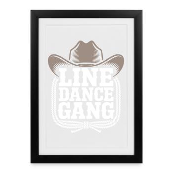 Line Dance Gang Cowboy - Gerahmtes Poster (27 × 37 cm) - Schwarz - Vorne