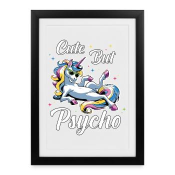 La licorne psychopathe mignonne - Affiche encadrée (27 × 37 cm) - noir - Devant