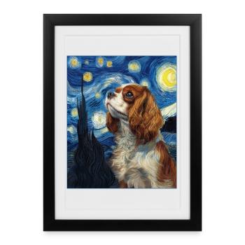 Cavalier King Charles Spaniel - Affiche encadrée (27 × 37 cm) - noir - Devant
