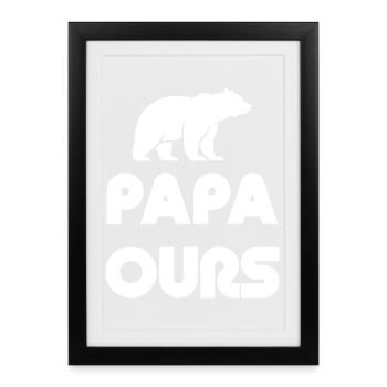 Papa Ours Silhouette - Affiche encadrée (27 × 37 cm) - noir - Devant