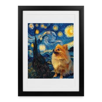 Zwergspitz Spitz Pomeranian - Affiche encadrée (27 × 37 cm) - noir - Devant