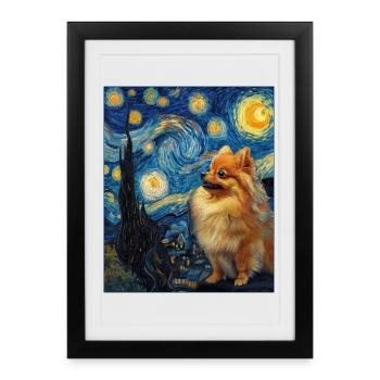 Zwergspitz Spitz Pomeranian - Affiche encadrée (27 × 37 cm) - noir - Devant