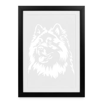 Eurasier Head « Édition Noire » - Affiche encadrée (27 × 37 cm) - noir - Devant