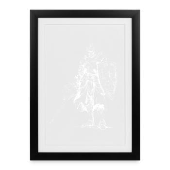 Chevalier héraldique avec bouclier - Affiche encadrée (27 × 37 cm) - noir - Devant