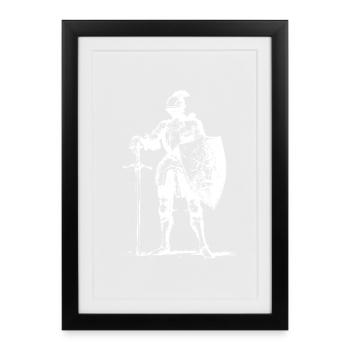 Knight in Armor with Shield - Framed poster (27 × 37 cm) - black - Front