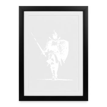 Knight Silhouette with Shield and Spear - Framed poster (27 × 37 cm) - black - Front