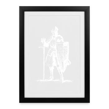 Silhouette de chevalier en armure de plates - Affiche encadrée (27 × 37 cm) - noir - Devant
