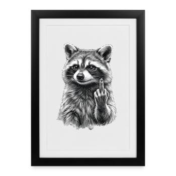 grumpy raccoon - Affiche encadrée (27 × 37 cm) - noir - Devant