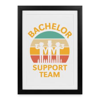 Équipe de soutien Bachelor (Enterrement de vie de garçon / Coucher de soleil / 5C) - Affiche encadrée (27 × 37 cm) - noir - Devant