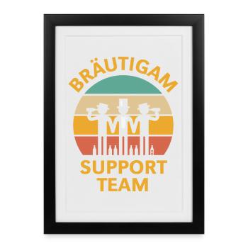 Groom Support Team (Bachelor Party Sunset / 5C) - Framed poster (27 × 37 cm) - black - Front
