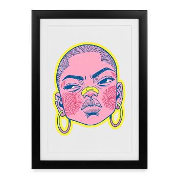 Portrait féminin noir #9 - Affiche encadrée (27 × 37 cm) - noir - Devant