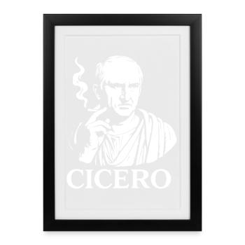 Cicero smoking cigarette portrait design T-Shirt - Framed poster (27 × 37 cm) - black - Front