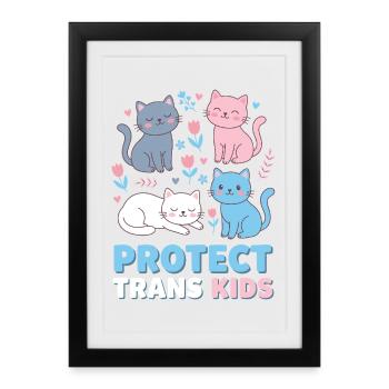 Mois de la fierté LGBTQ - Protéger les enfants trans - Affiche encadrée (27 × 37 cm) - noir - Devant