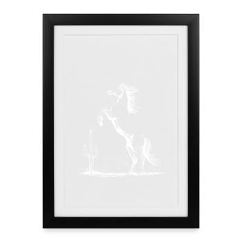 Rearing Horse in Desert Silhouette - Framed poster (27 × 37 cm) - black - Front