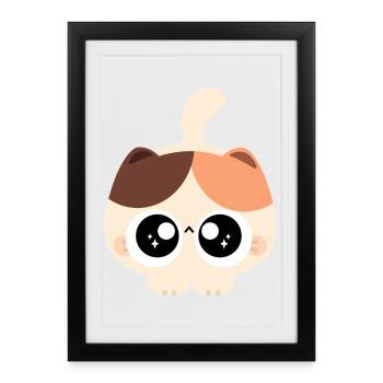 Kawaii Baby Cat Squish - Framed poster (27 × 37 cm) - black - Front