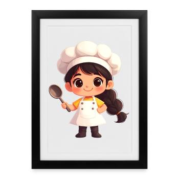Kitchen Heroine Little Cook - Framed poster (27 × 37 cm) - black - Front