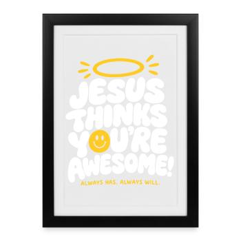 Jesus Loves You Awesome Quote - Framed poster (27 × 37 cm) - black - Front