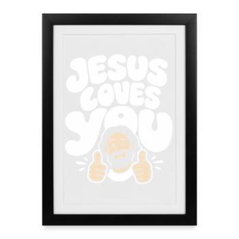 Message positif de Jésus t’aime - Affiche encadrée (27 × 37 cm) - noir - Devant