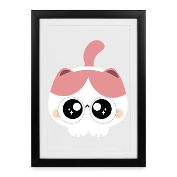 Bubblegum Eyes Cat - Framed poster (27 × 37 cm) - black - Front
