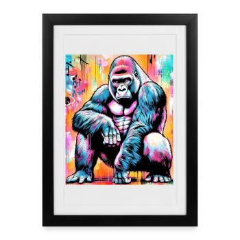gorille - Affiche encadrée (27 × 37 cm) - noir - Devant