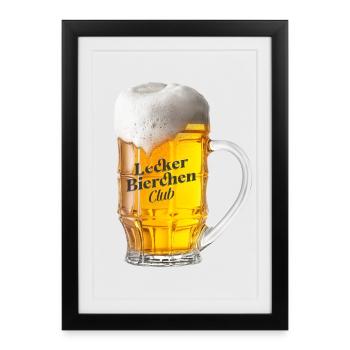 Lecker Bierchen Club - Bier Bierglas Biertrinker - Gerahmtes Poster (27 × 37 cm) - Schwarz - Vorne