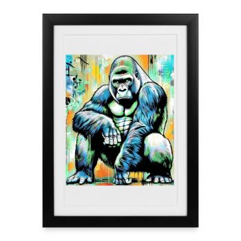 gorille - Affiche encadrée (27 × 37 cm) - noir - Devant