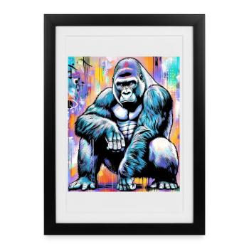 gorille - Affiche encadrée (27 × 37 cm) - noir - Devant