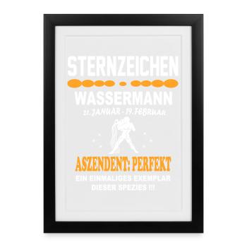 Sternzeichen Wassermann Ascendent Perfekt - Gerahmtes Poster (27 × 37 cm) - Schwarz - Vorne