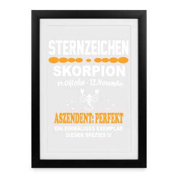 Sternzeichen Skorpion Aszendent Perfekt - Gerahmtes Poster (27 × 37 cm) - Schwarz - Vorne