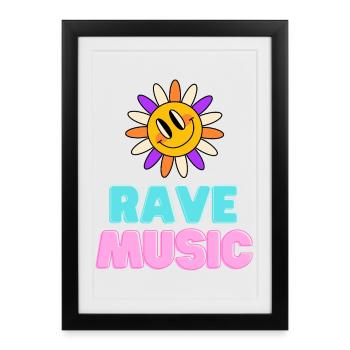 Sunshine Rave Music Neon Design - Framed poster (27 × 37 cm) - black - Front