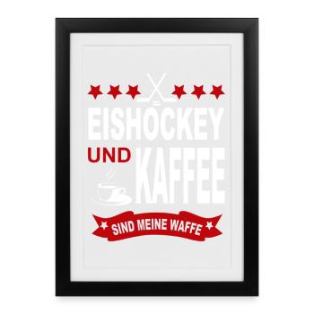 Eishockey Eishockeyspieler Sport Verein - Gerahmtes Poster (27 × 37 cm) - Schwarz - Vorne