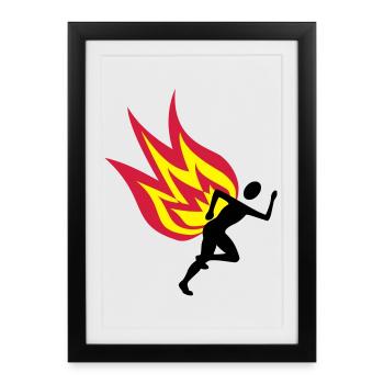 Jogger fire - Framed poster (27 × 37 cm) - black - Front