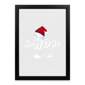 Noël Noël moche Ho ho chapeau rouge - Affiche encadrée (27 × 37 cm) - noir - Devant