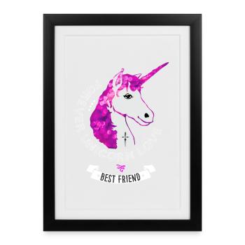unicorn pink glamour girlie mane horn fee immortal - Framed poster (27 × 37 cm) - black - Front