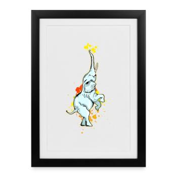 éléphant blob cirque feat balance artiste - Affiche encadrée (27 × 37 cm) - noir - Devant