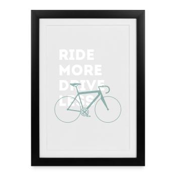 Plus vélo moins la course automobile MM b typo bmx grande - Affiche encadrée (27 × 37 cm) - noir - Devant