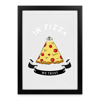 Pizza Illuminati Funny All Seeing Eye Food Humor - Affiche encadrée (27 × 37 cm) - noir - Devant