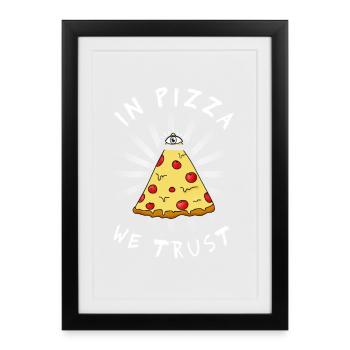 Pizza All Seeing Eye Illuminati Funny Food auge ma - Affiche encadrée (27 × 37 cm) - noir - Devant