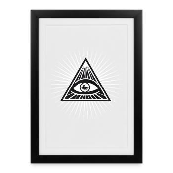 illuminati voir oeil éclairé amusant cool amour - Affiche encadrée (27 × 37 cm) - noir - Devant