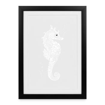 seahorse swimming horse sea tattoo trans sign - Framed poster (27 × 37 cm) - black - Front
