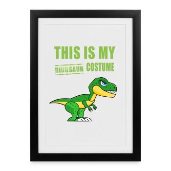 Dinosaure Costume Carnaval Habiller Humour Drôle - Affiche encadrée (27 × 37 cm) - noir - Devant