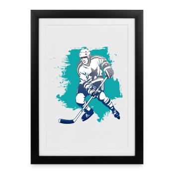 joueur de hockey rondelle de hockey attaquant les ours polaires froides - Affiche encadrée (27 × 37 cm) - noir - Devant