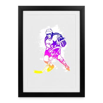 hockey rainbow spatter hockey player tor cool - Framed poster (27 × 37 cm) - black - Front