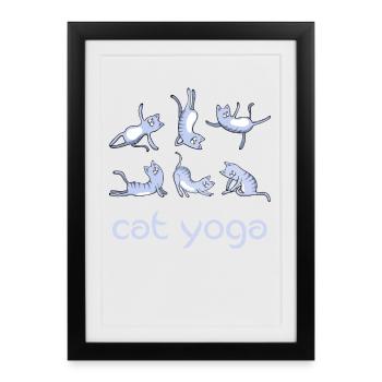 Cat yoga cat cute namaste meditation lotus - Framed poster (27 × 37 cm) - black - Front