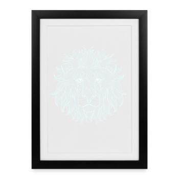 Lion white lion king outline mandala pattern head - Framed poster (27 × 37 cm) - black - Front