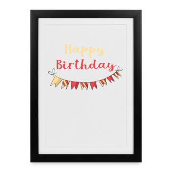 Joyeux anniversaire - Affiche encadrée (27 × 37 cm) - noir - Devant