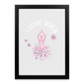 love Yoga yogi Namaste shanti Buddha Lotus meditat - Framed poster (27 × 37 cm) - black - Front