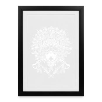 Chef loup avec couvre-chef - Affiche encadrée (27 × 37 cm) - noir - Devant
