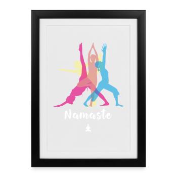 Yoga Namaste Sport Spirituel Femme OM Méditation - Affiche encadrée (27 × 37 cm) - noir - Devant